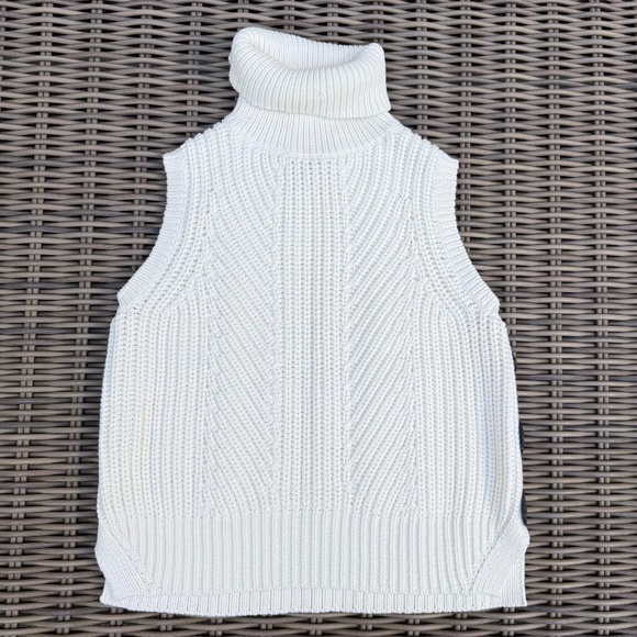Derek Lam 10 Crosby Knit Sleeveless Turtleneck with Button Accent Cream Size S - Picture 1 of 5